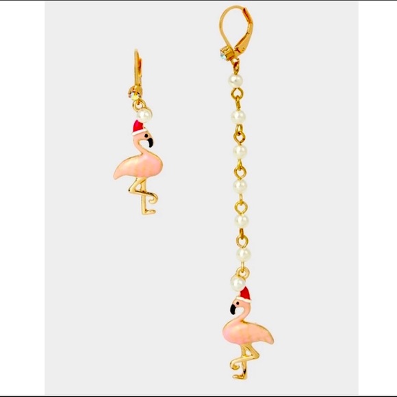 Betsey Johnson Jewelry - Betsey Johnson Pink Flamingo Mismatched Earrings